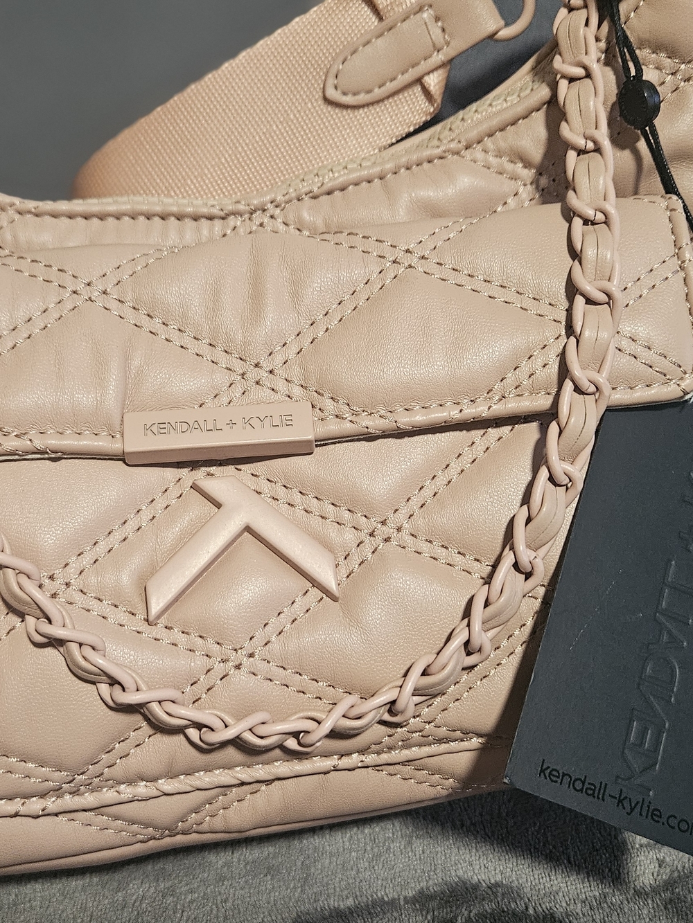 Kendall & Kylie Quilted Leather Crossbody Bag in Nude